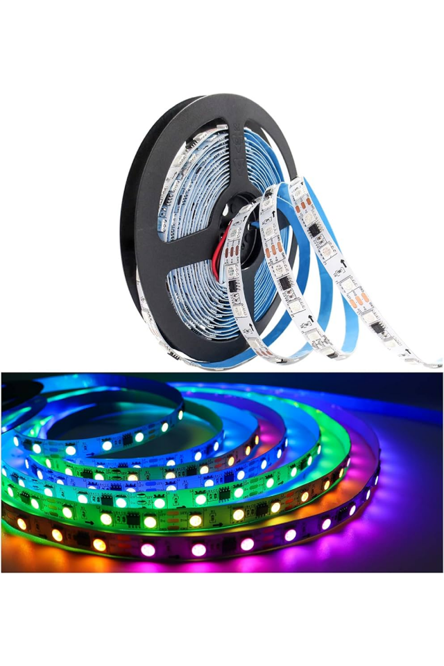 12V WS2811 IP20 60Led/Mt. RGB Pixel Şerit Led 5 Metre