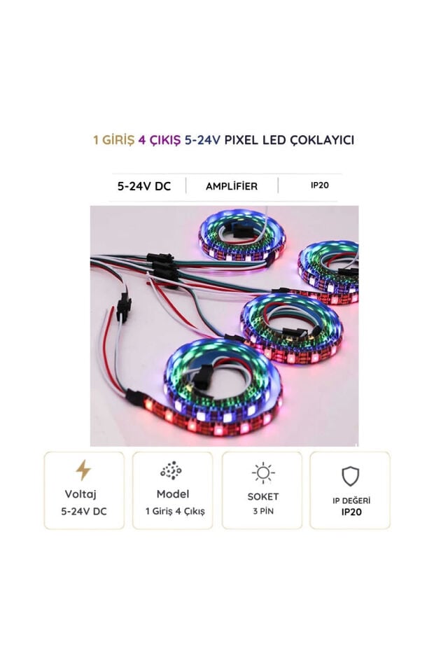 5–24 Volt 1 Giriş 4 Çıkış Pixel LED Sinyal Dağıtıcı ve Çoklayıcı