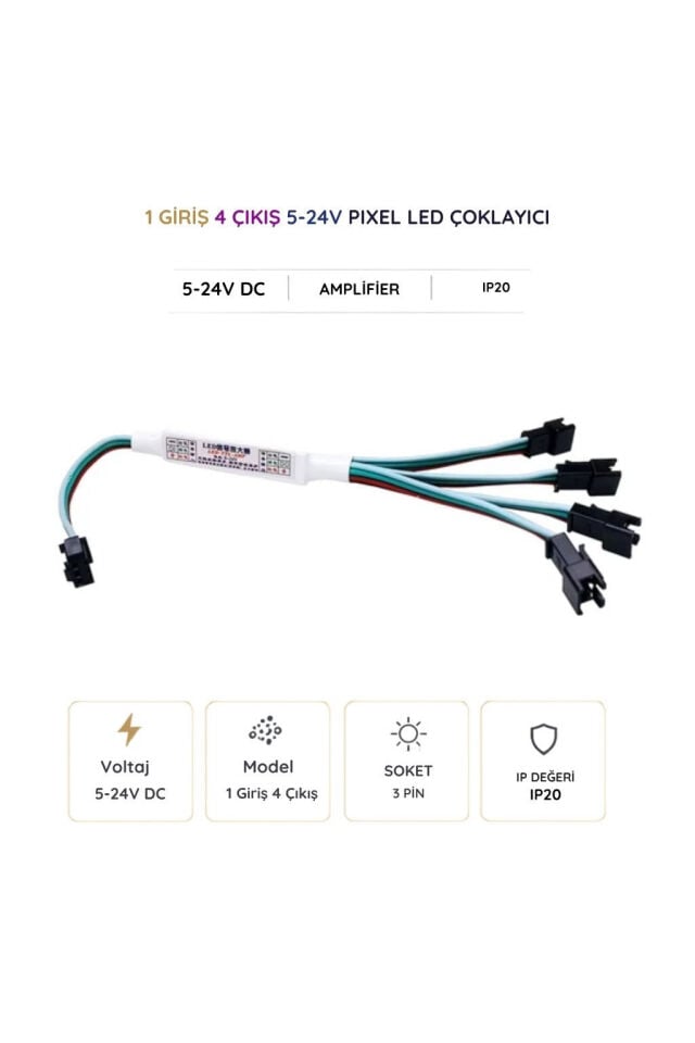 5–24 Volt 1 Giriş 4 Çıkış Pixel LED Sinyal Dağıtıcı ve Çoklayıcı