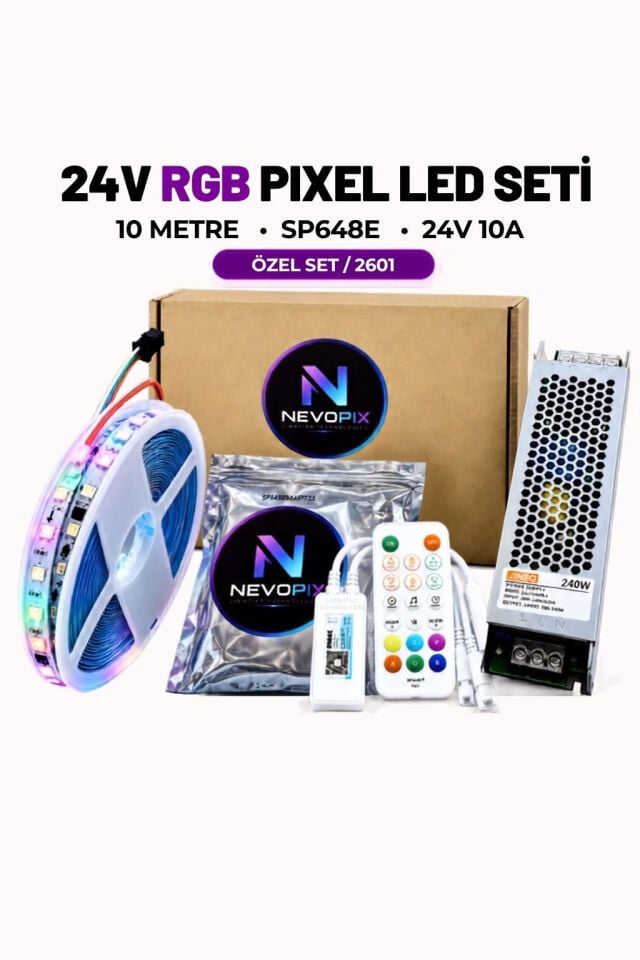 24Volt 10 Metre İç Mekan RGB Pixel Led Seti