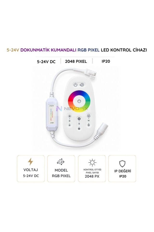 5–24V RF Dokunmatik Kumandalı RGB Pixel LED Kontrol Cihazı