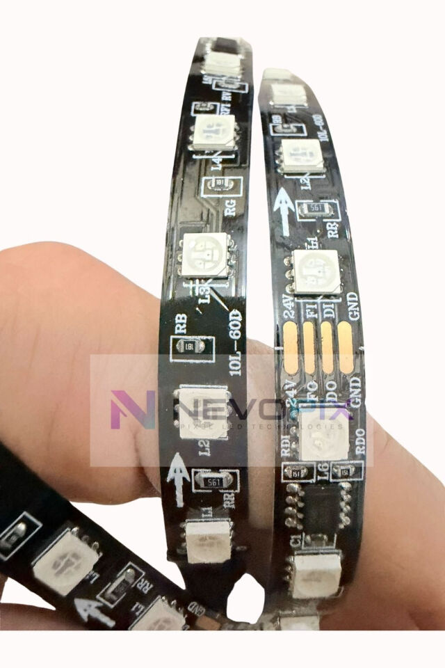 24V TM1934 RGB Pixel Şerit LED – 5050 SMD, 60 LED/m, IP20 10 Metre