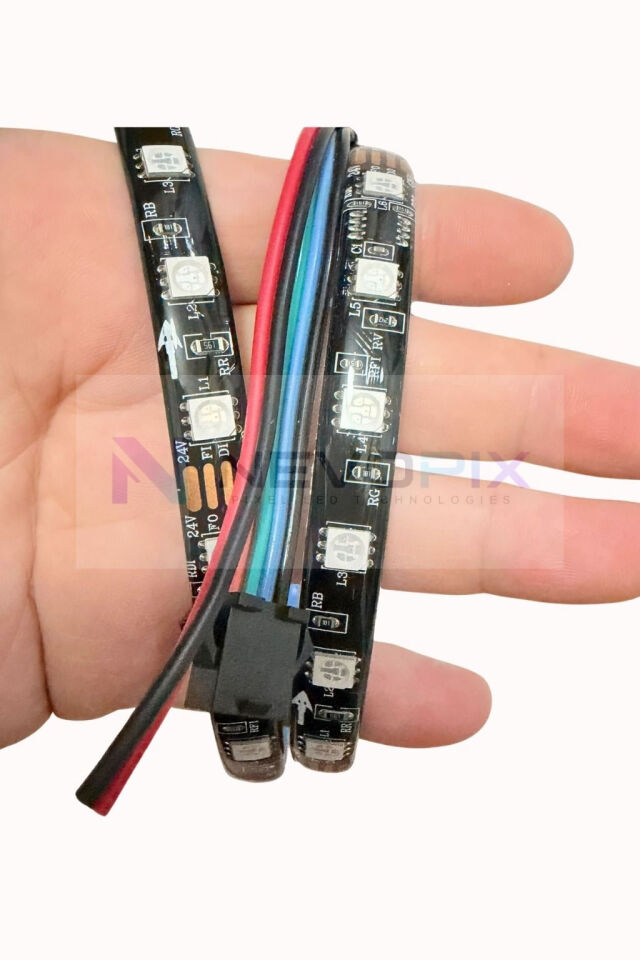 24V TM1934 RGB Pixel Şerit LED – 5050 SMD, 60 LED/m, IP65 5 Metre