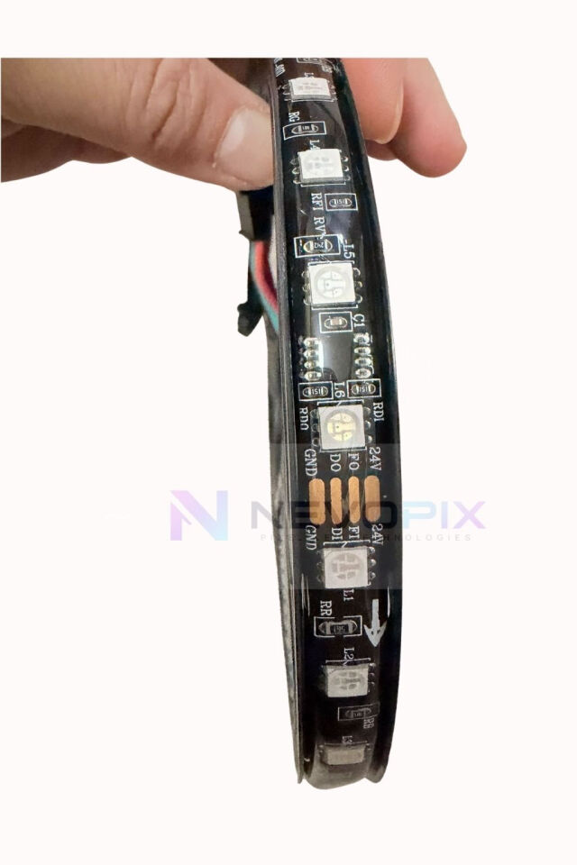 24V TM1934 RGB Pixel Şerit LED – 5050 SMD, 60 LED/m, IP65 5 Metre