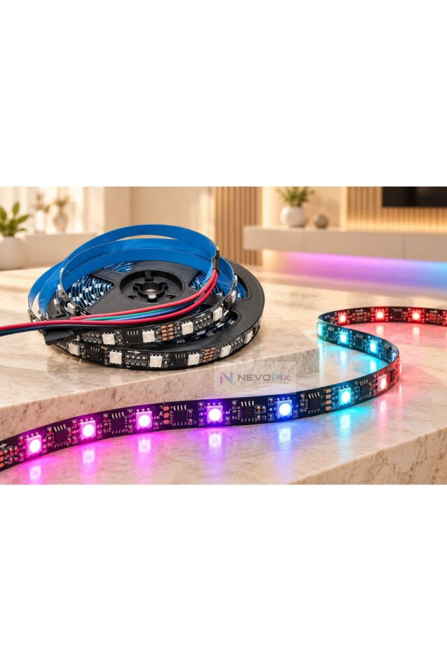 12V TM1934 RGB Pixel Şerit LED – 60 LED/m, 5050 SMD, IP20 5 Metre