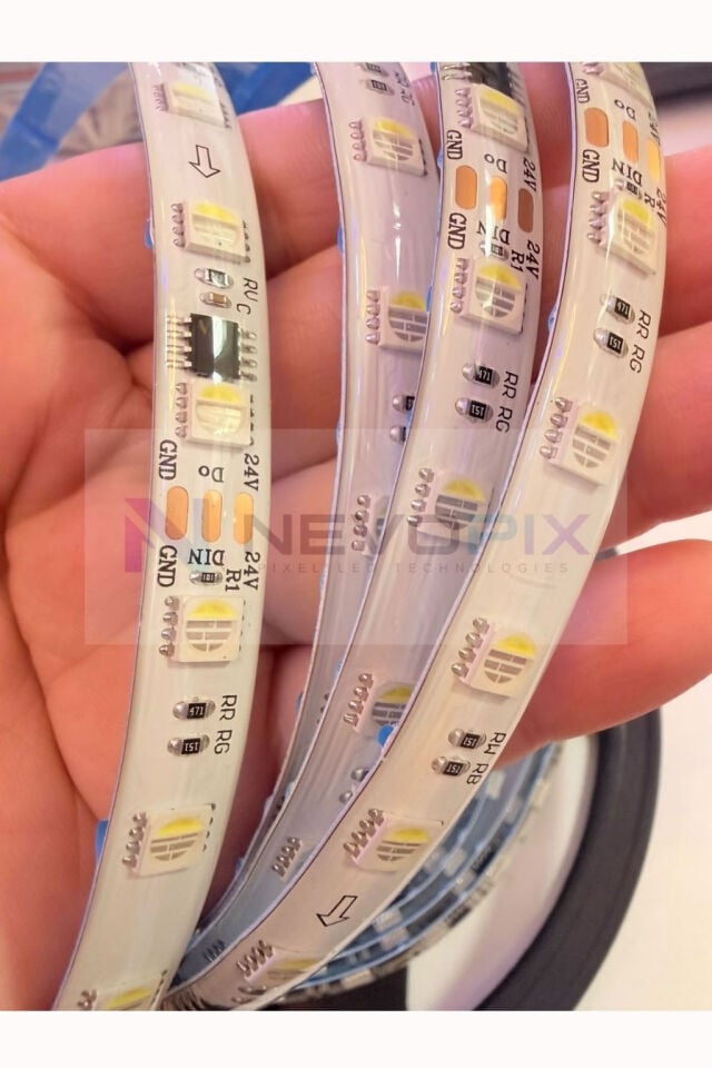 24V WS2814C RGBW Pixel Şerit LED – 60 LED/m, 5050 SMD, IP65 5 Metre