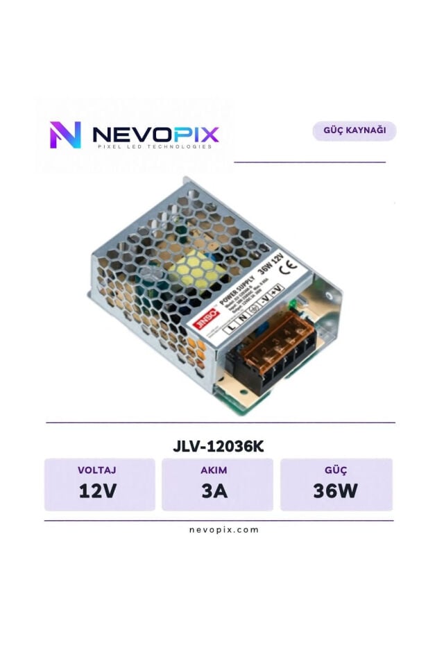Jinbo 12V 3A 36W İç Mekan LED Adaptörü / Nevopix