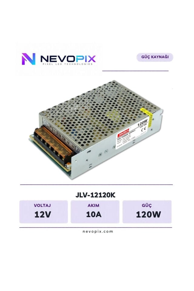 Jinbo 12V 10A 120W İç Mekan LED Adaptörü / Nevopix