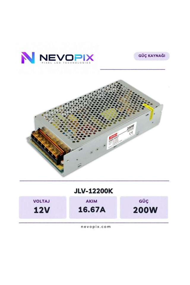 Jinbo 12V 16.67A 200W İç Mekan LED Adaptörü / Nevopix