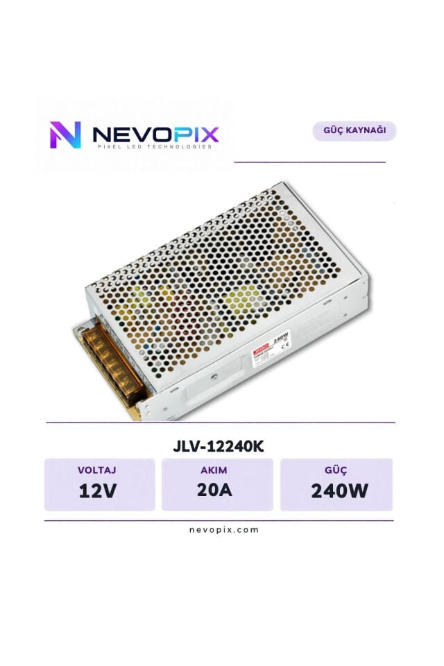 Jinbo 12V 20A 240W İç Mekan LED Adaptörü / Nevopix