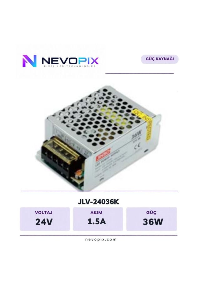Jinbo 24V 1.5A 36W İç Mekan LED Adaptörü / Nevopix
