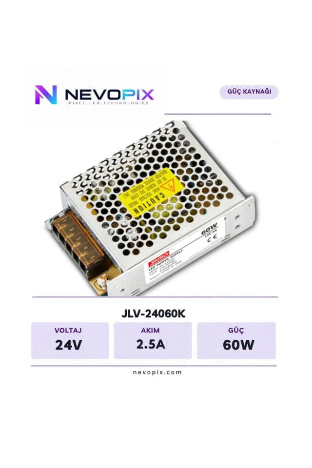 Jinbo 24V 2.5A 60W İç Mekan LED Adaptörü / Nevopix