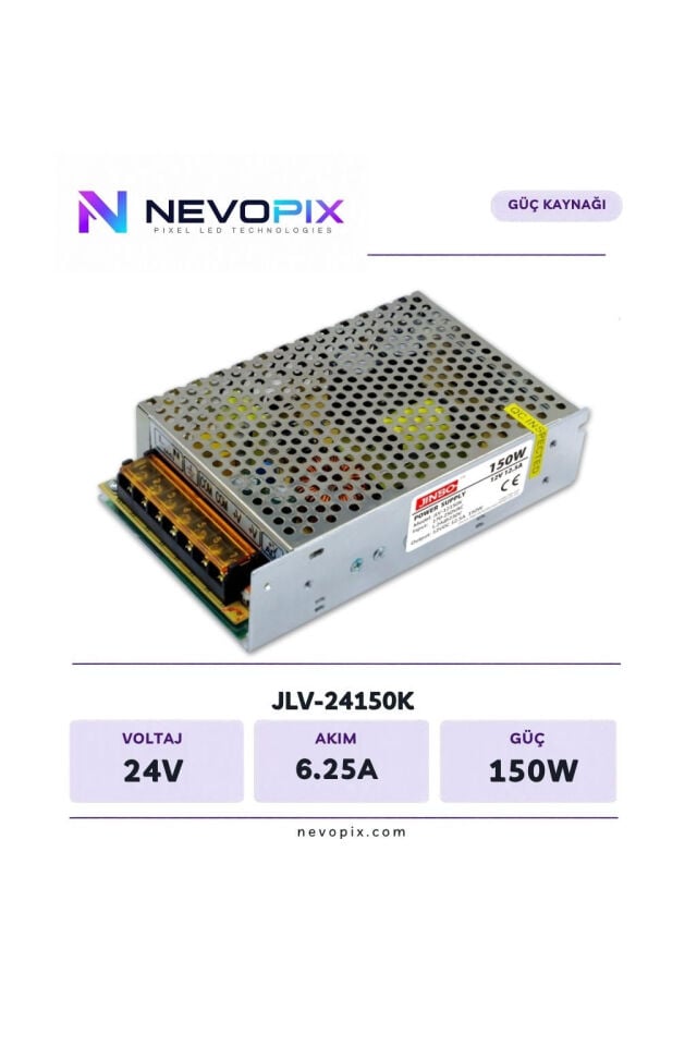 Jinbo 24V 6.25A 150W İç Mekan LED Adaptörü / Nevopix