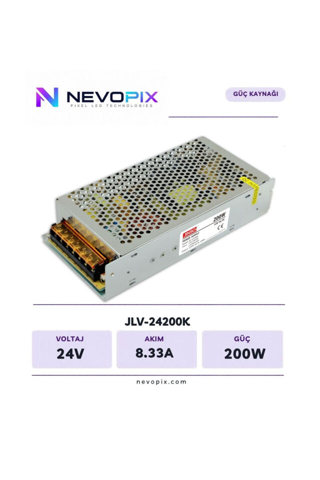 Jinbo 24V 8.33A 200W İç Mekan LED Adaptörü / Nevopix
