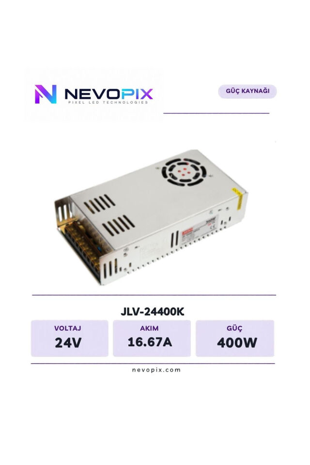 Jinbo 24V 16.67A 400W İç Mekan LED Adaptörü / Nevopix