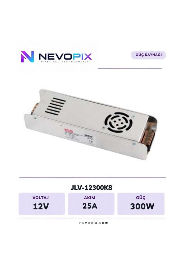 Jinbo 12V 25A 300W İç Mekan LED Adaptörü / Nevopix