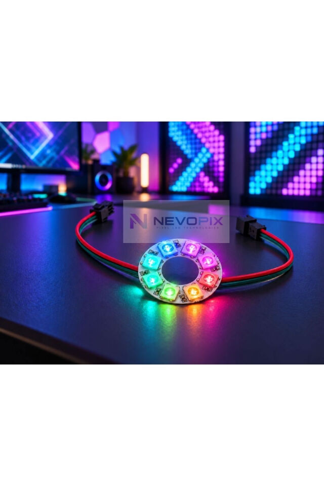 5V WS2812B 8 LED’li RGB Adreslenebilir Pixel LED Halka