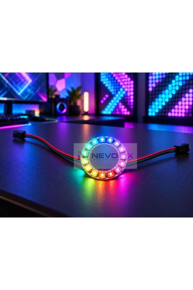 5V WS2812B 16 LED’li RGB Adreslenebilir Pixel LED Halka