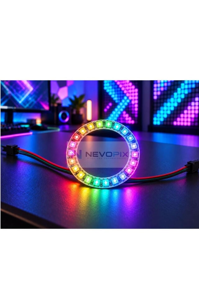 5V WS2812B 24 LED’li RGB Adreslenebilir Pixel LED Halka