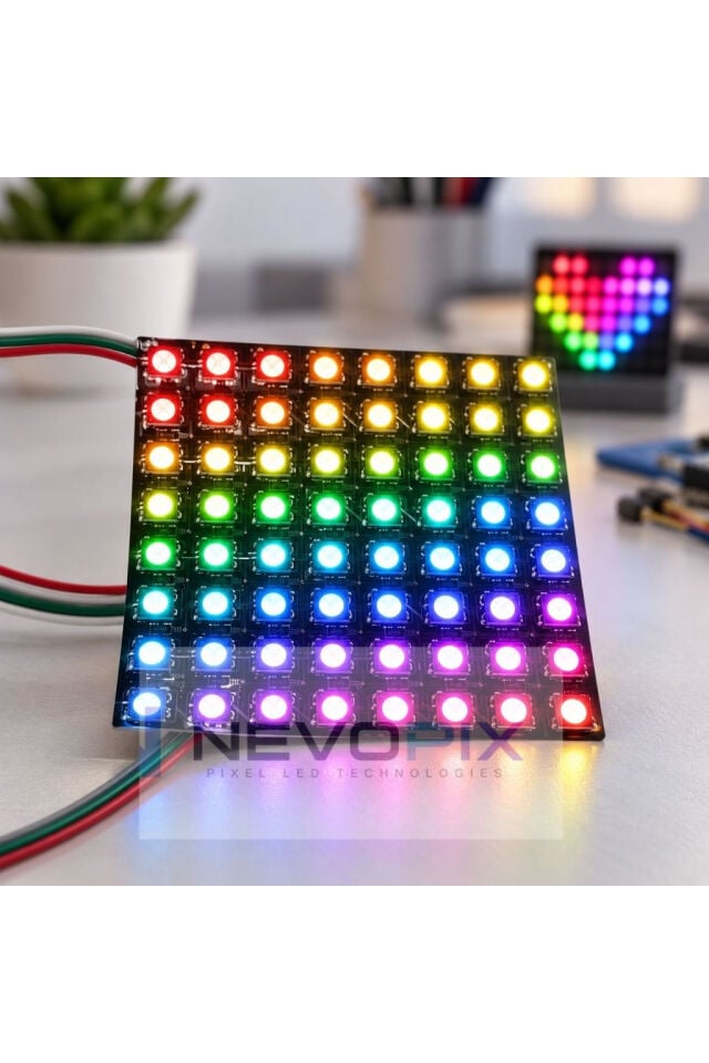 WS2812B 8x8 Esnek RGB Matrix LED Panel – 5V 64 Piksel